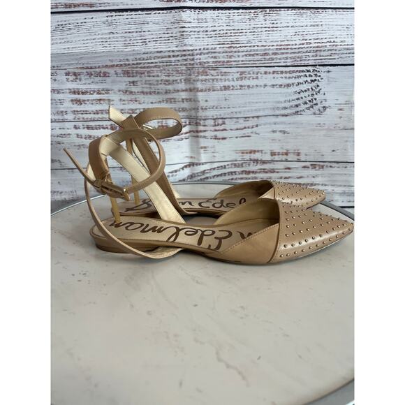 Sam Edelman Brina studded flats Tan Nude silver Studs size 8 - Picture 4 of 11